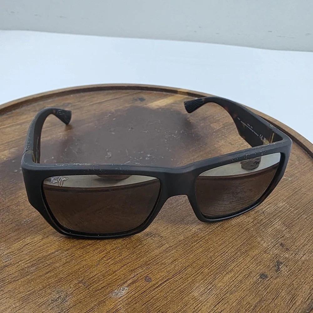 Maui Jim Ka'olu XL Sunglasses Mens Black Brown Polarized Wrap Italy MJ0614S 002